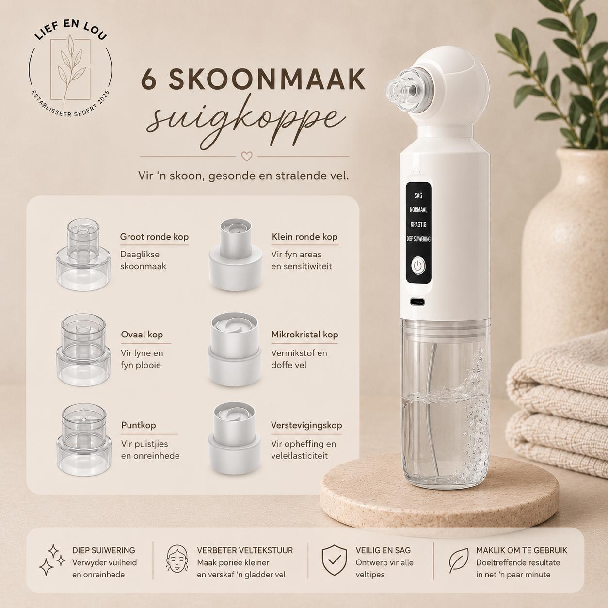 Lief en Lou 6-in-1 Gesigreinigings en Swartkop Verwyderaar